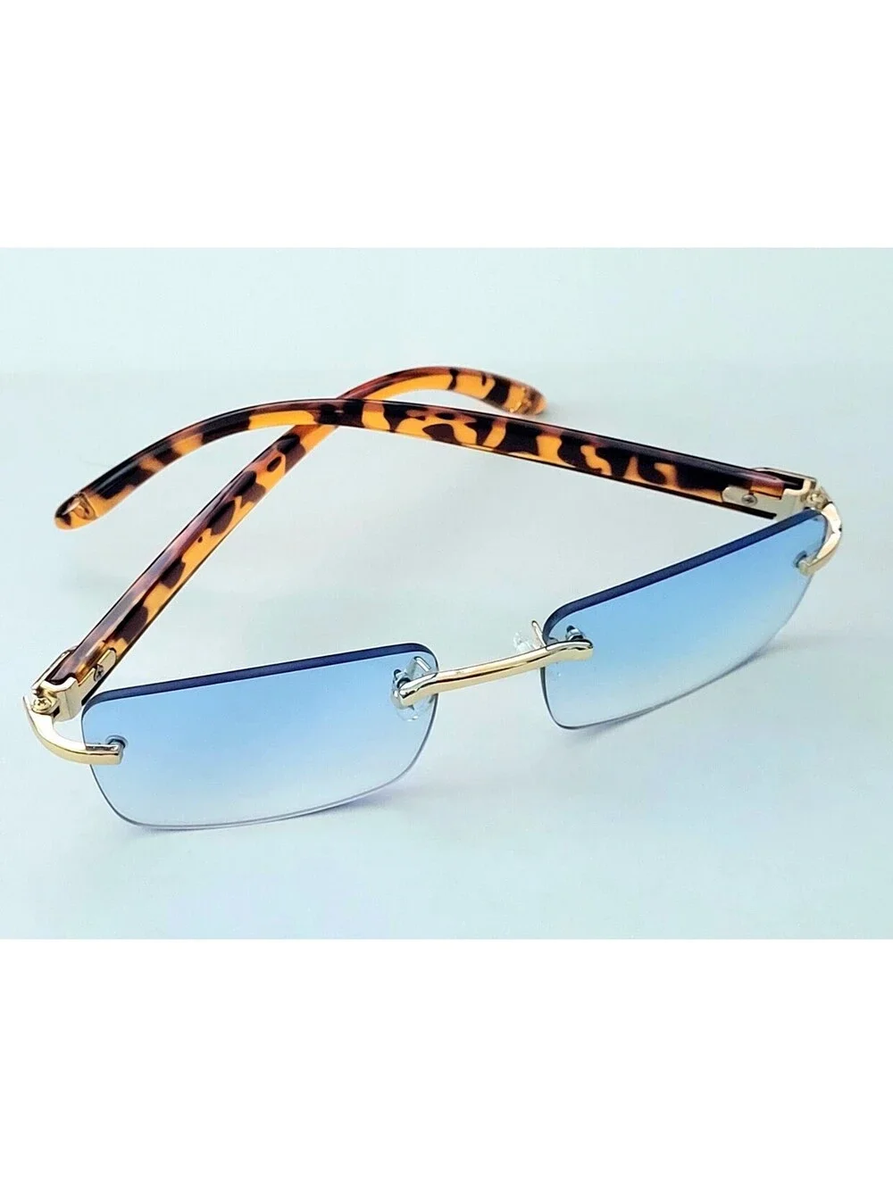 Piccadilly Gold Blue Horn Decor Gradient Designer Sunglasses